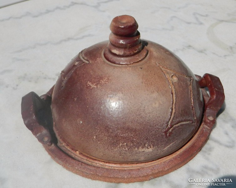 Kerámia fedeles vajtároló edény - keramikus termék