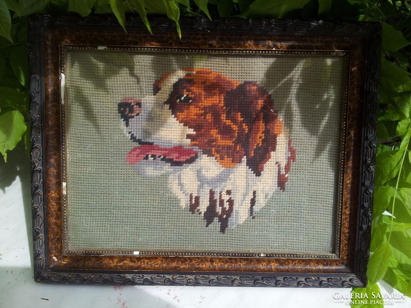 Antique dog tapestry