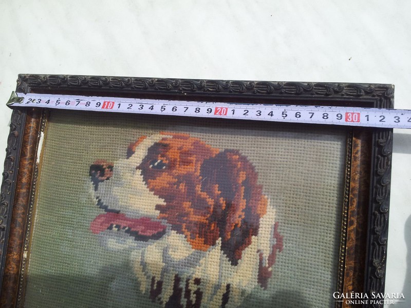 Antique dog tapestry