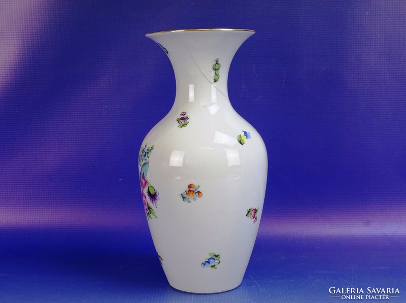 0G218 Virágmintás sérült Herendi váza 25 cm