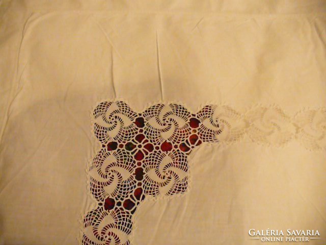 Antique cushion cover with crocheted insert