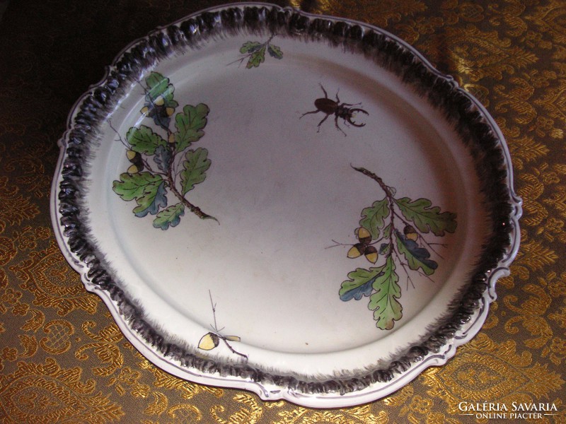 Antique, villeroy & boch & metlach special, hand-painted, large bowl from the 1800s