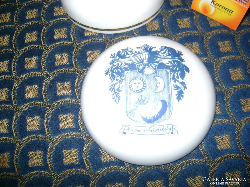 Alföldi porcelain bonbonier - Hódmezővásárhely coat of arms and inscription with decor - larger size