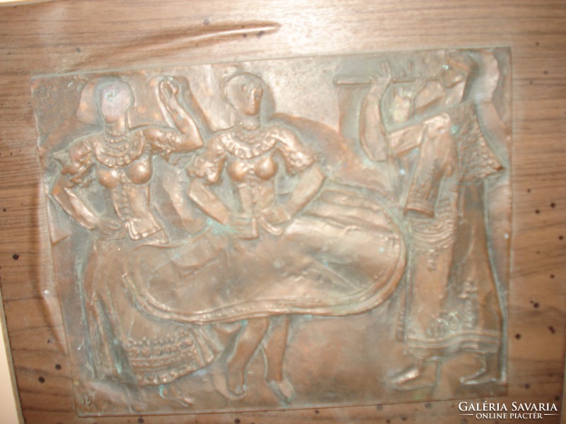 Nagy István János bronz plakett, népi táncosok