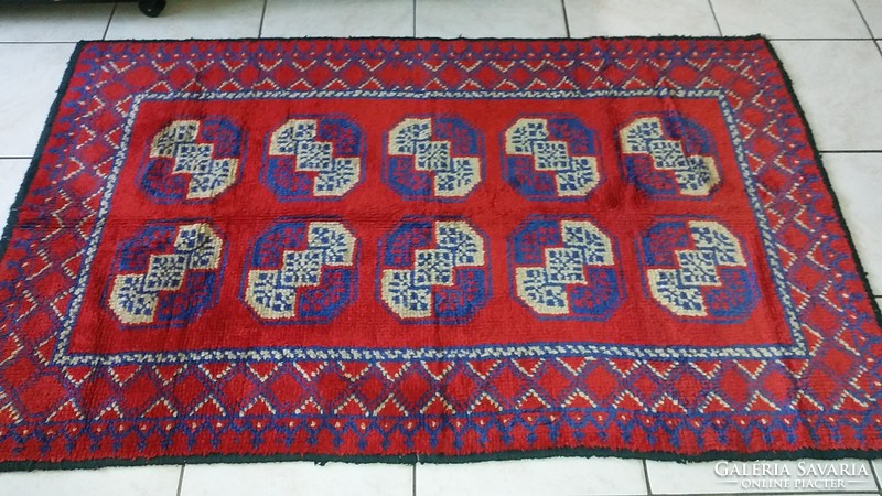 Antique needlework tapestry with Bochara pattern - red-blue
