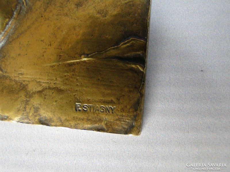 0G565 Franz Stiasny jelzett BEETHOVEN bronzplakett