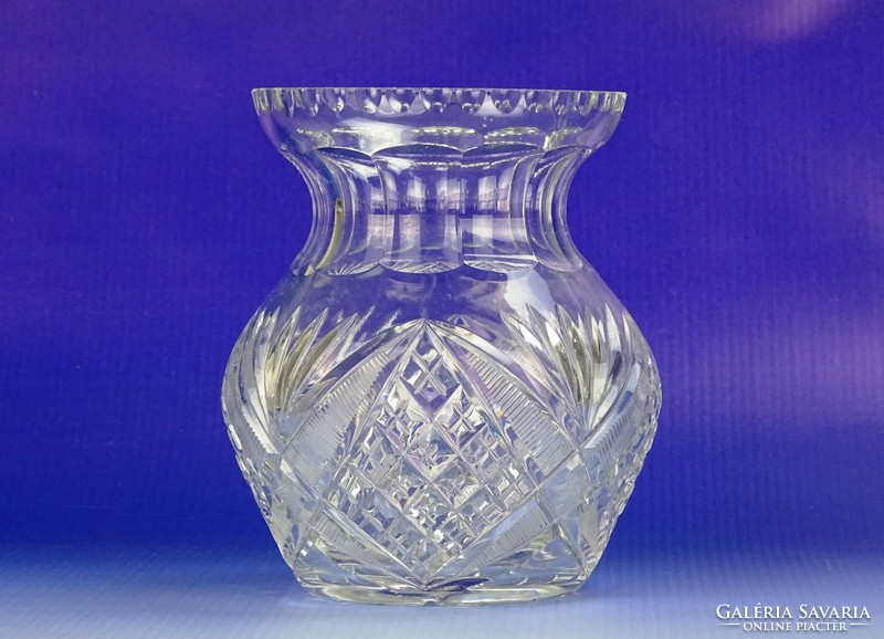 0G518 Régi vastagfalú csiszoltüveg váza