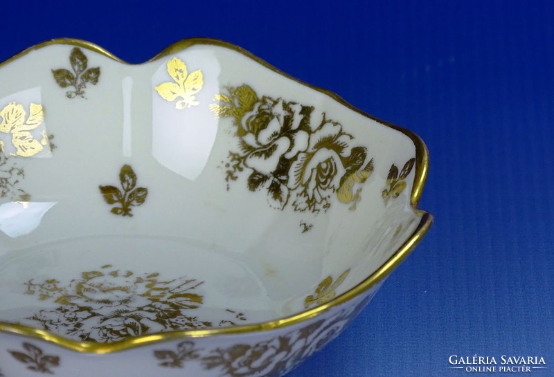 0G519 Régi aranyozott francia porcelán kínáló tál