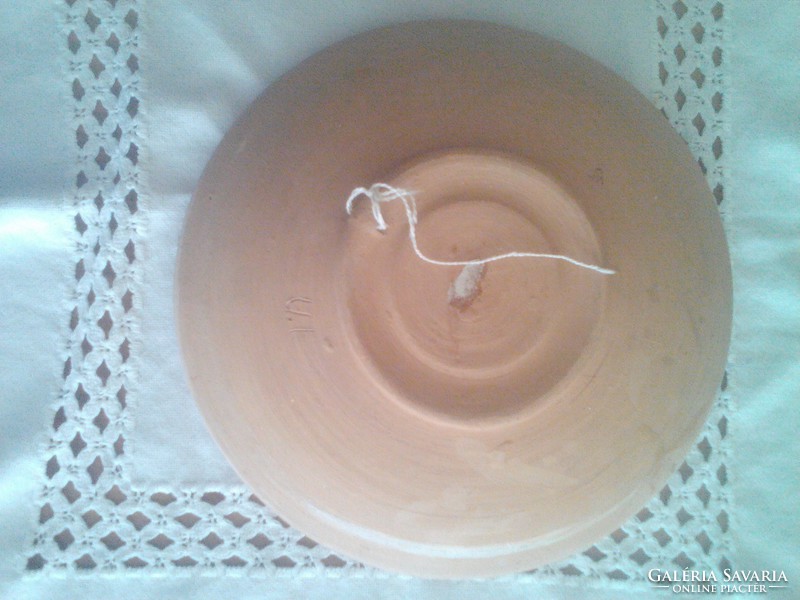 Horezu-i tyúklábmintás kerámia falitányér, tányér