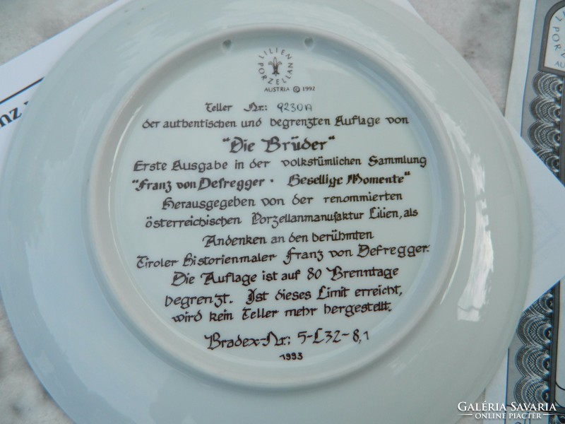 Limited numbered Lilien decorative wall plate the brüder