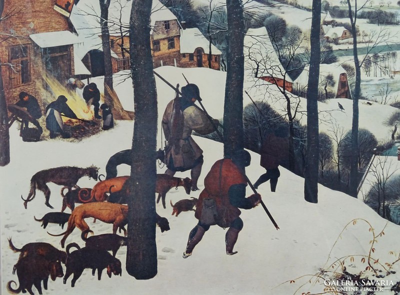 0H033 Régi Brueghel vadászok a hóban 77 x 97 cm