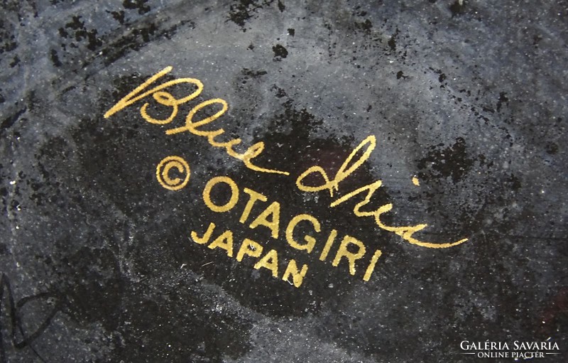 0G589 Retro jelzett fekete japán OTAGIRI bögre 4db