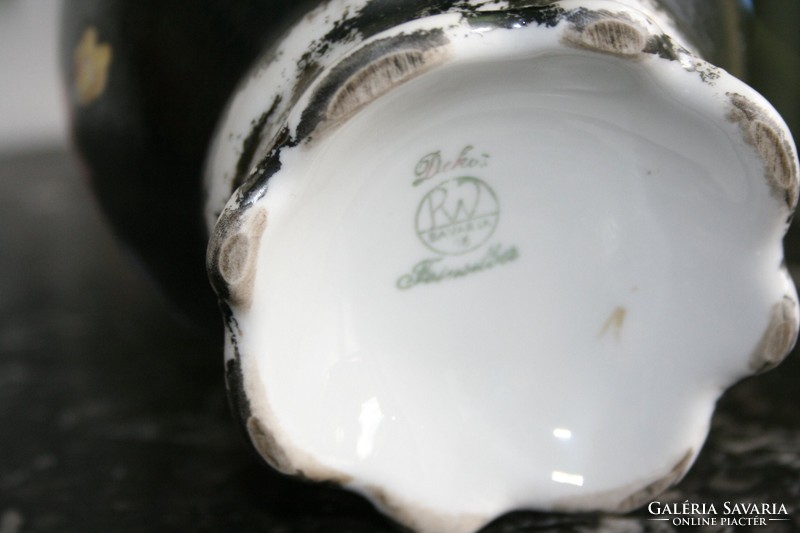 Bavaria antik ezüst mázas kézzel festett váza