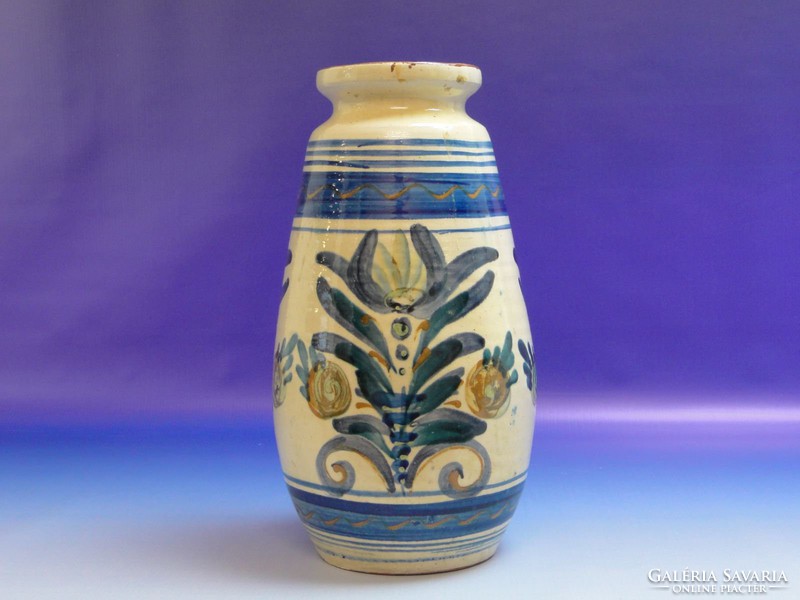 0H289 Régi kézifestett kerámia váza 30 cm