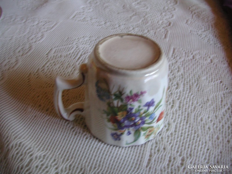 Zsolnay antique mocha cup, with coaster from the 1800s, with imprinted mark