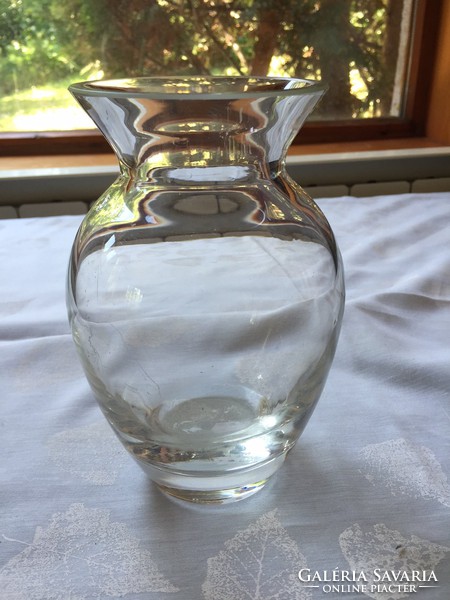 Thick-walled glass vase with bay (79)