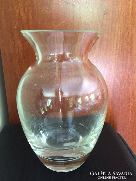 Thick-walled glass vase with bay (79)