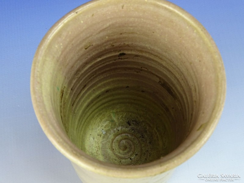 0H308 Jelzett iparművészeti retro kerámia váza