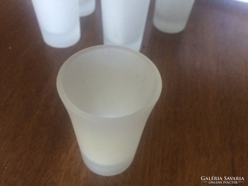 6 glasses of acid etched milk glass liqueur