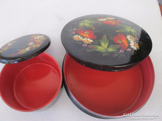 Antique hand painted Russian wooden boxes