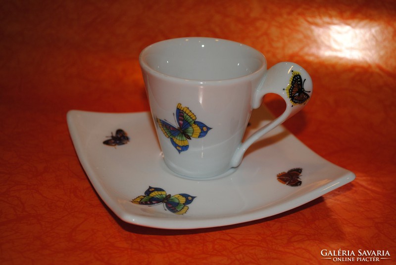 Porcelain butterfly mocha cup and saucer