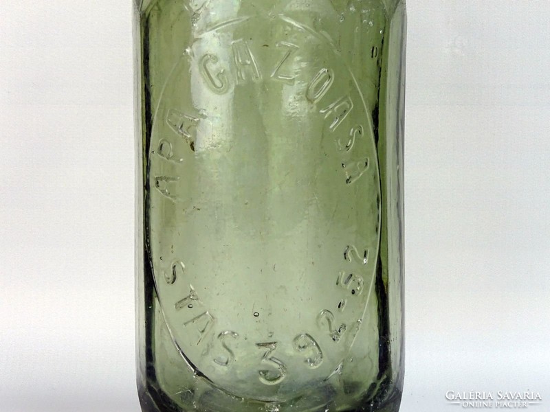 0G712 Régi feliratos zöld szódásüveg szifon