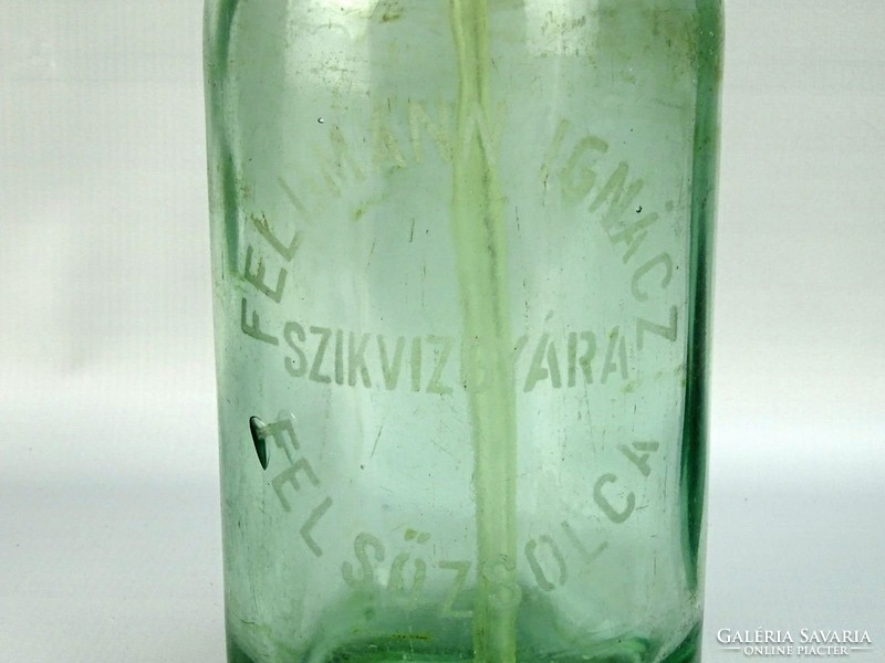 0G790 Régi halványzöld szódásüveg FELSŐZSOLCA 1935
