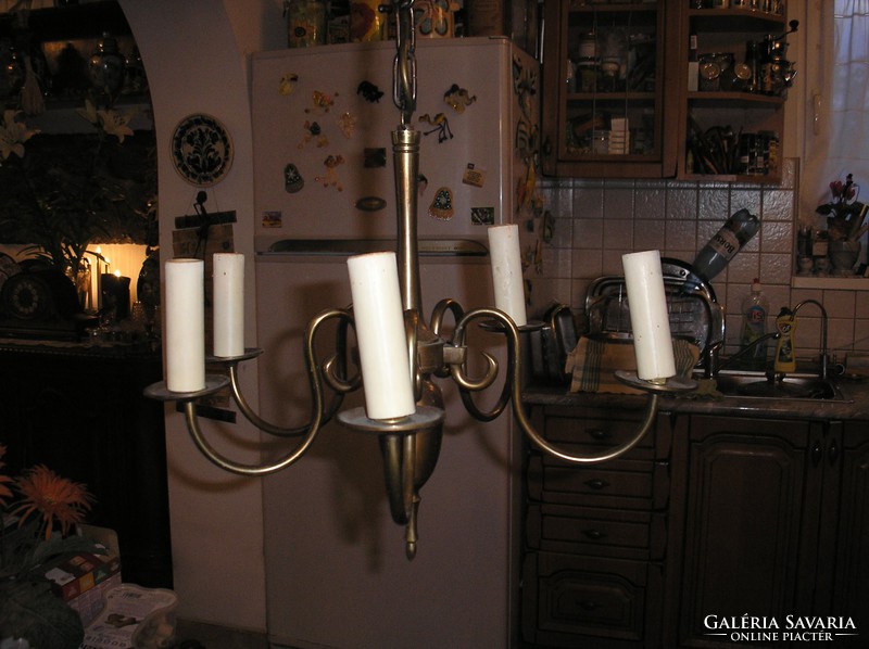 Antique5 armed baroque bronze chandeliers in three identical