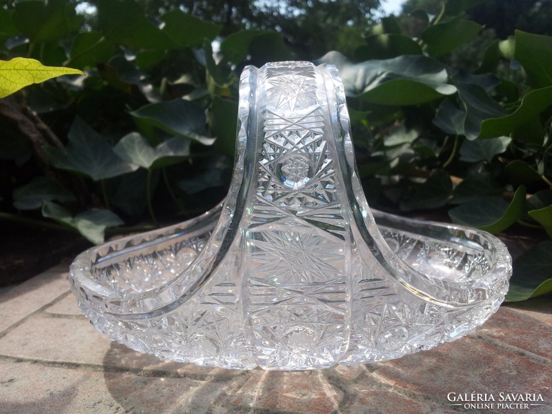 Antique bohemian lead crystal basket