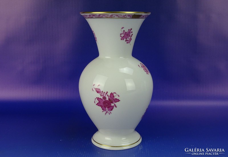 0H769 Lila Apponyi virágos herendi porcelán váza
