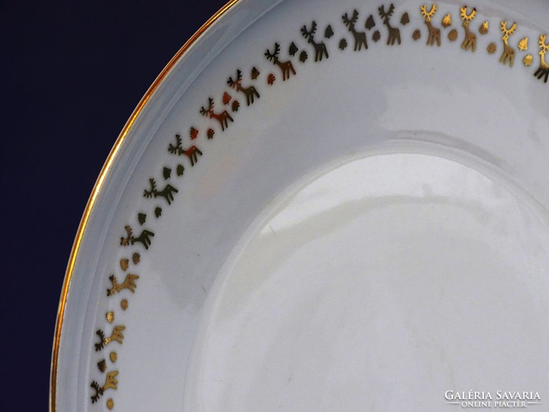 0H673 Régi aranyozott EPIAG porcelán tál