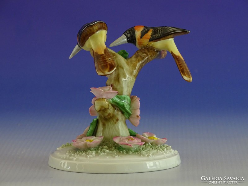 0I015 Herendi faágon ülő porcelán madár pár