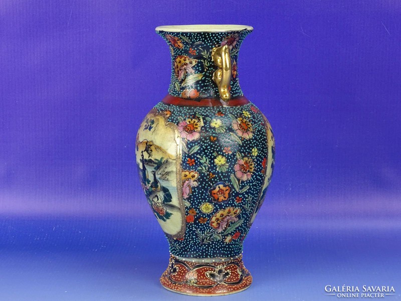 0I033 Régi Satsuma jellegű porcelán váza 21 cm