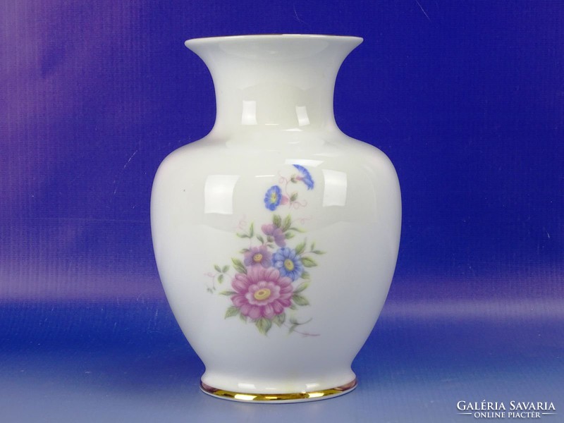 0I063 Virág mintás hollóházi porcelán váza