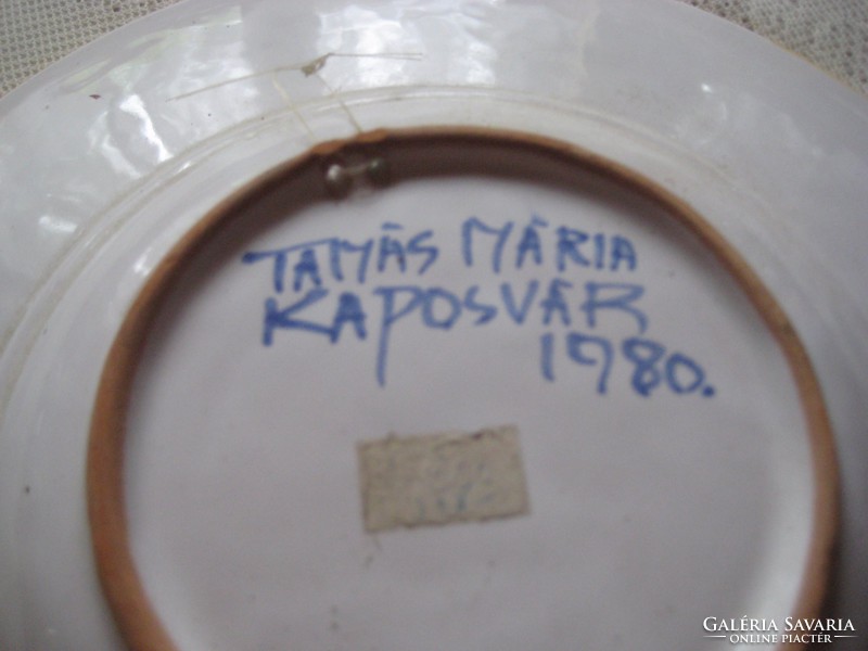 Habán jellegű tányér , Tamás Mária  , Kaposvár 25,5 cm