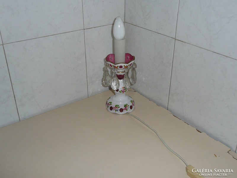Cseh  asztali állólámpa, Cseh hántolt üveg lámpa,Ritka