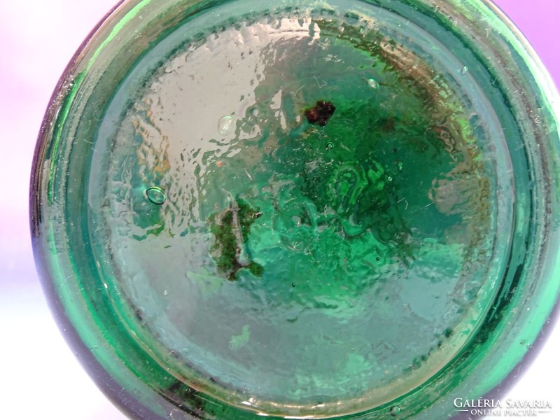 0I699 Régi nagyméretű zöld csatos üveg 33 cm