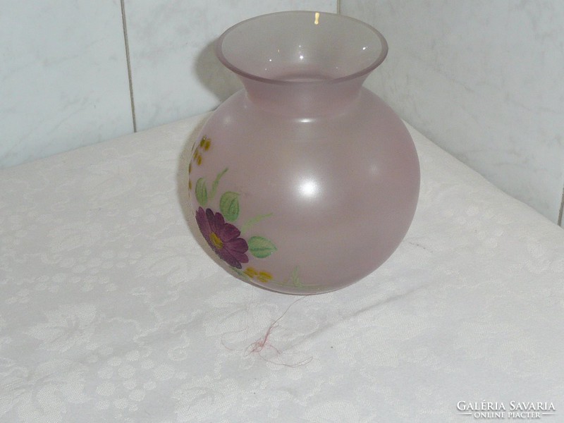 Kézzel festett kisméretű üveg váza 12 cm
