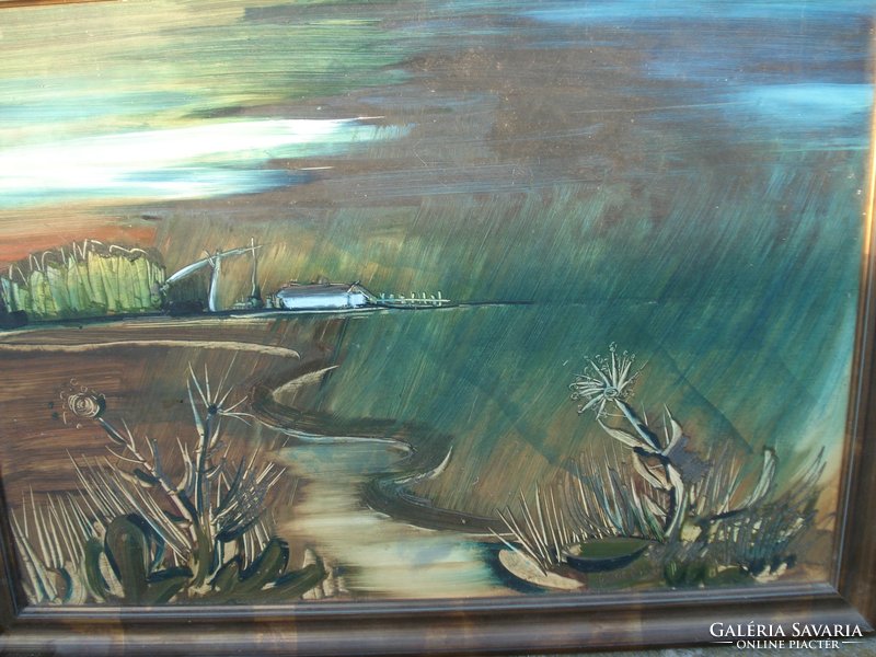 Fekete János olaj-farost festménye: Zivatar