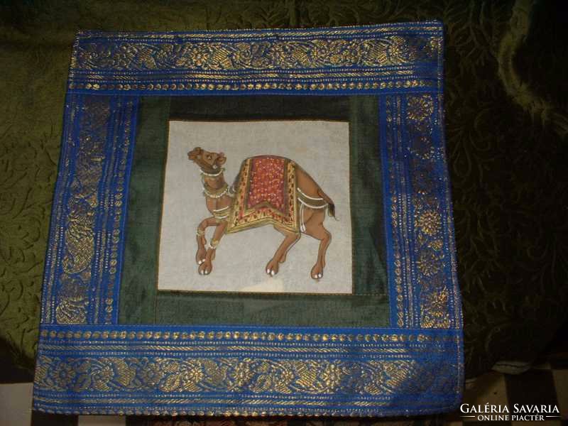 New decorative pillow with gold thread, camel mot.-Also included