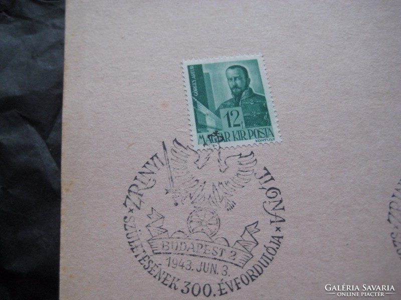 300th anniversary of the birth of Ilona Zrínyi. 1943 Jun 3 commemorative stamping