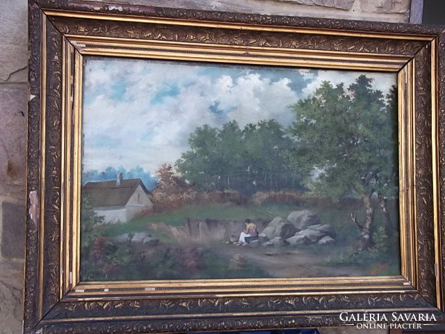 Antique, 1912 schilling zs.1891 Summer c.Paint p., V., Jjl + original frame