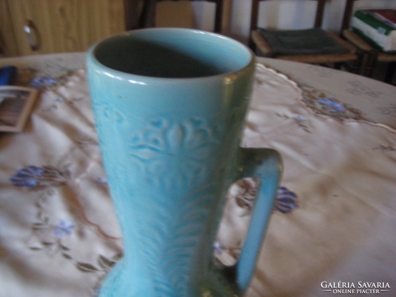 Zsolnay blue vase, Nikelszky design, 28 cm