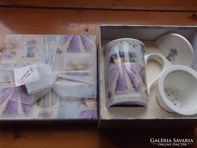 Lavender mot. Tea strainer cup + gift box-English, also as a gift