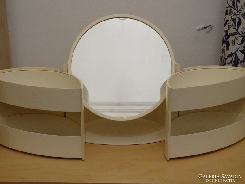 Retro toilet cabinet with mirror, foldable