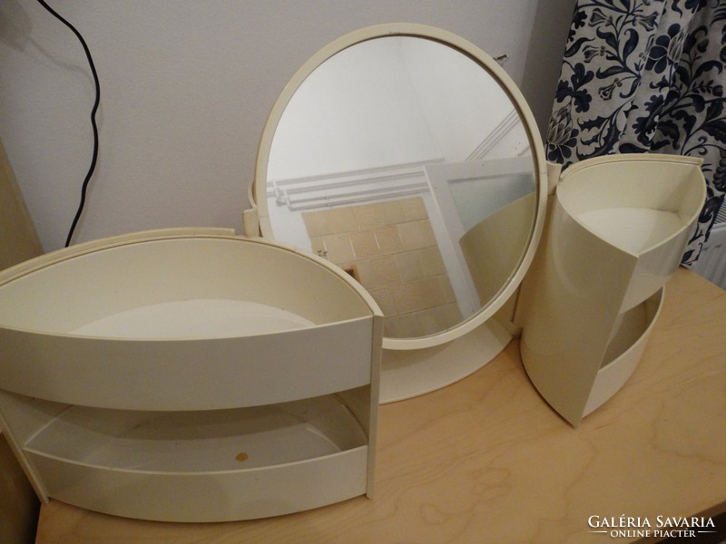 Retro toilet cabinet with mirror, foldable