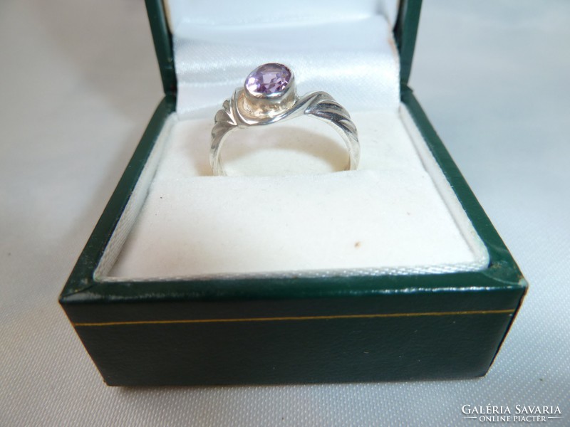 Silver ring with amethyst stone