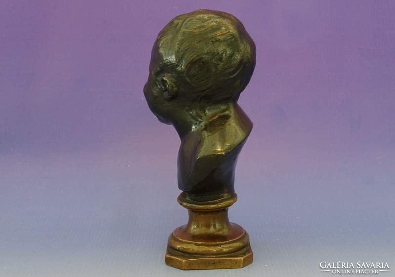0I449 Antik bronz angyal fej puttó fej