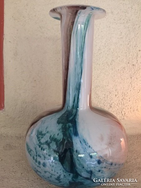 Muranói fújt üveg opalin váza - murano art glass vase (14)