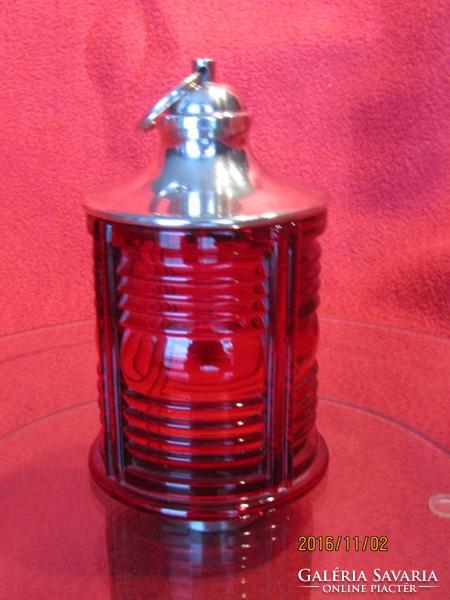 Antique ruby ​​silver jewelry holder with silver lid